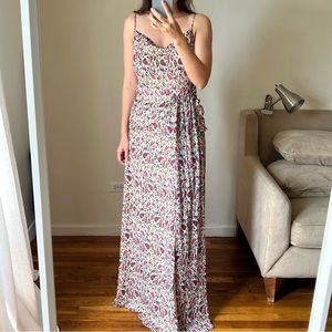 majorelle maxi dress brown pink printed sleeveless size S C1